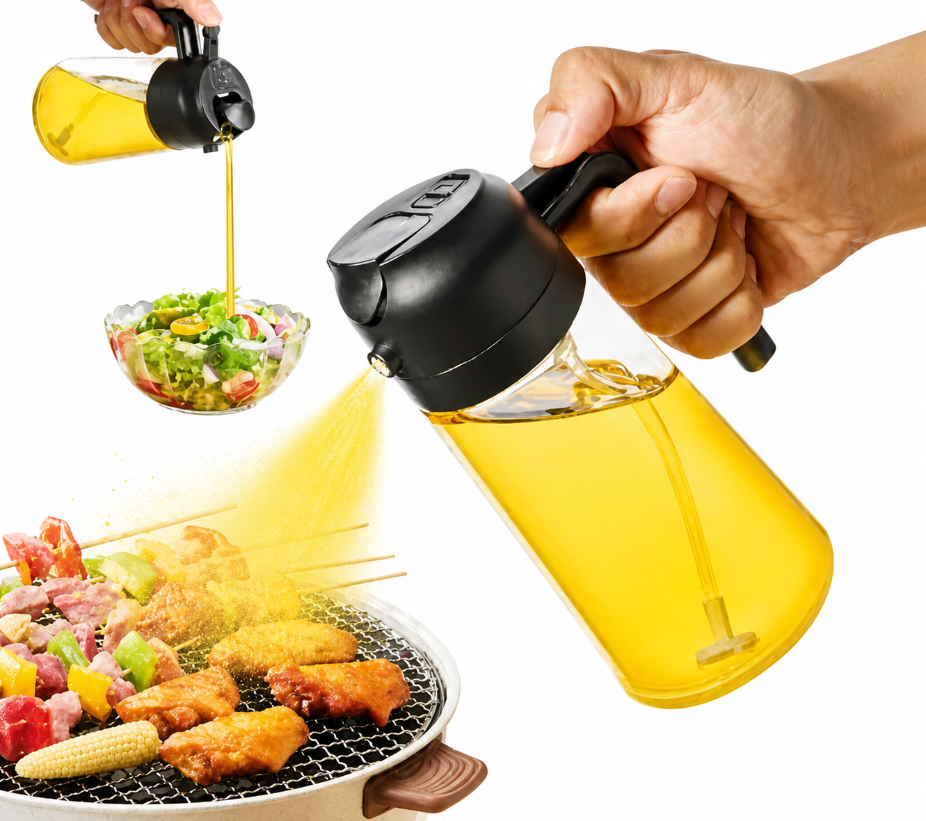  2-in-1 Glass Oil Sprayer and Dispenser Bottle (b)