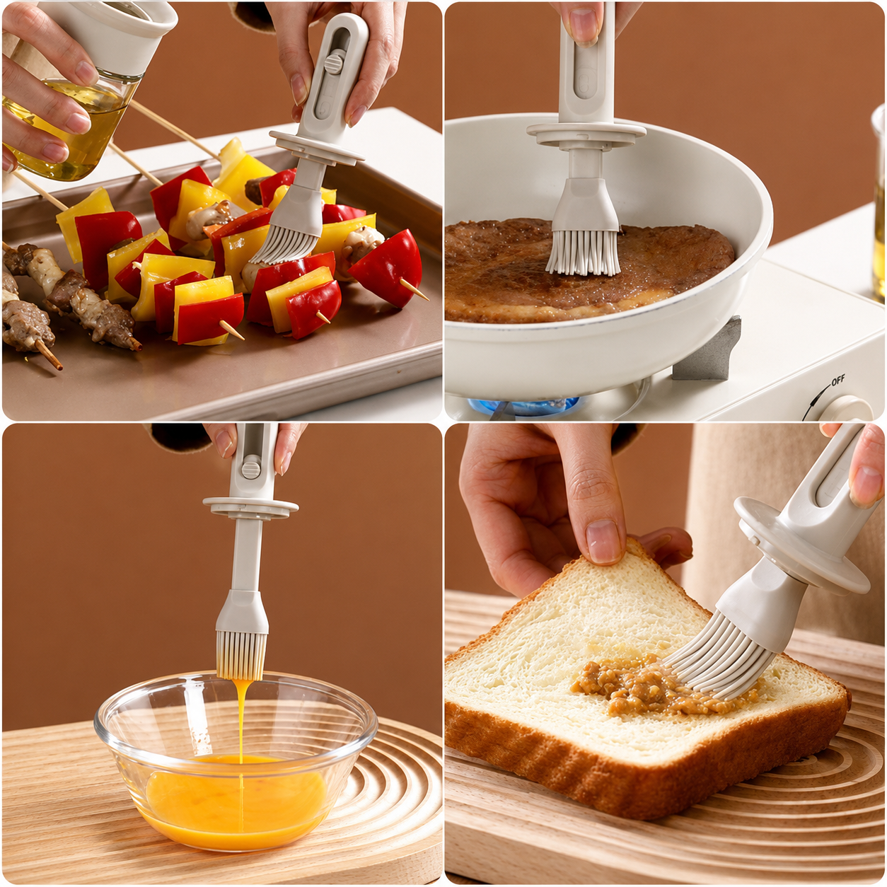 Glass Olive Oil Dispenser with Integrated Silicone Brush (e)